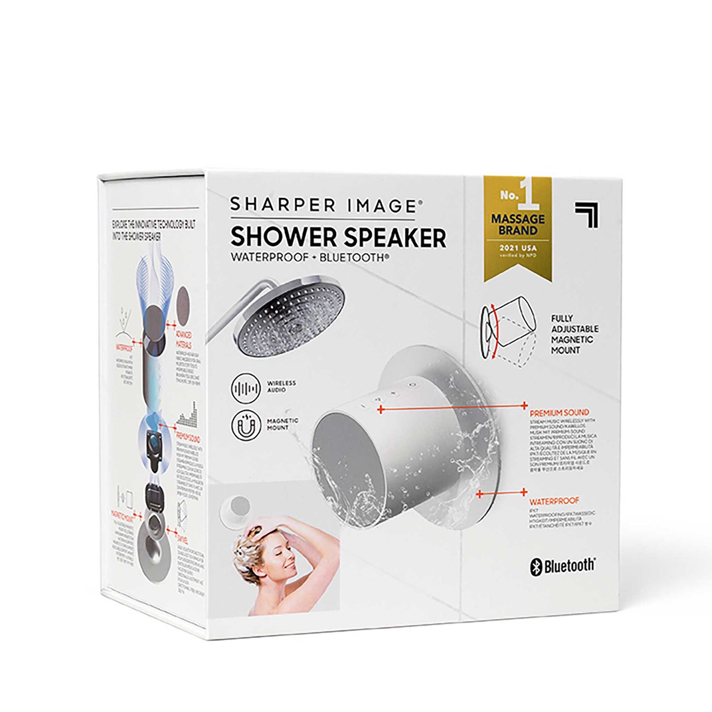 Sharper Image vattentät Bluetooth-högtalare för badrummet med magnetisk montering